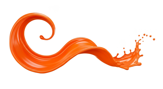 Orange paint curl splash against black