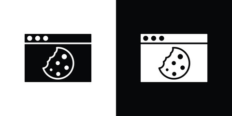 web Cookies icon vector graphics. Flat solid black vector set