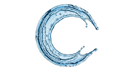 Splashing water forms a dynamic crescent shape
