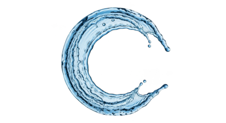 Splashing water forms a dynamic crescent shape