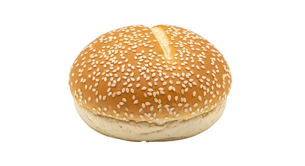 Sesameseeded hamburger bun on black backdrop