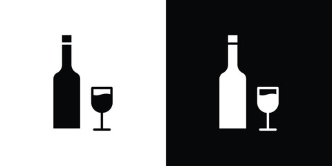 Vodka icon vector graphics. Flat solid black vector set