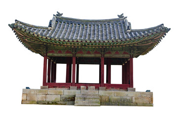 Tongmyeongjeon Hall Korea traditional wooden structure houused isolate on transparent background.