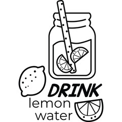 a vector of a lemon water in black and white coloring