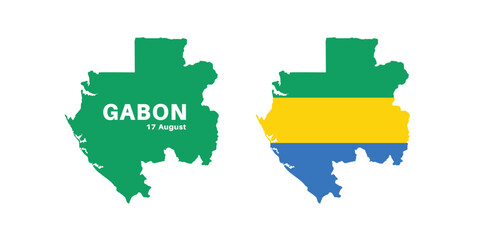Obraz premium Set of isolated gabon maps. gabon flag overlaid with flag proportions. Maps and traveling around the world