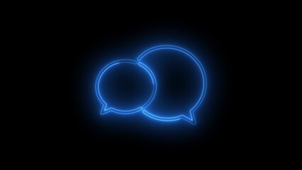Glowing Blue Neon Speech Bubbles on Black Background