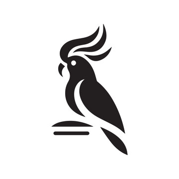 minimalist cockatoo logo with white background
