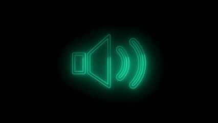 Glowing Green Neon Speaker Icon on Black Background