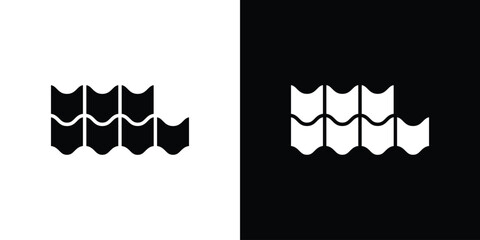 Roof tile icon vector graphics. Flat solid black vector set