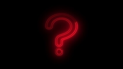 Glowing Red Neon Question Mark Silhouette on Black Background