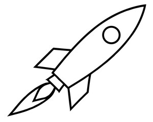 Rocket launch line art illustration,Rocket outline