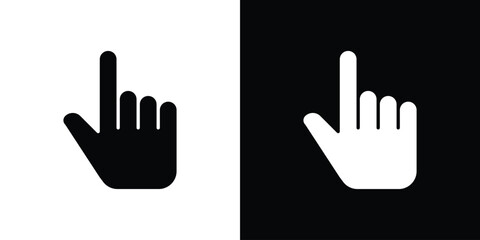 Pointing hand icon vector graphics. Flat solid black vector set