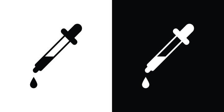 Pipette icon vector graphics. Flat solid black vector set