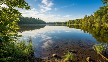 Summer Morning at the Forest Lake