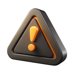 3d rendered warning sign with exclamation mark isolated on transparent background