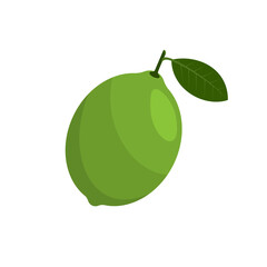 Minimalist lime fruit with green leaf on white background, clean modern style ideal for healthy living, citrus, or organic themes.