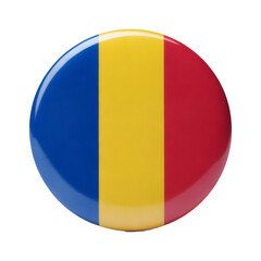 Fototapeta premium Glossy button displaying a national flag with blue, yellow and red colors