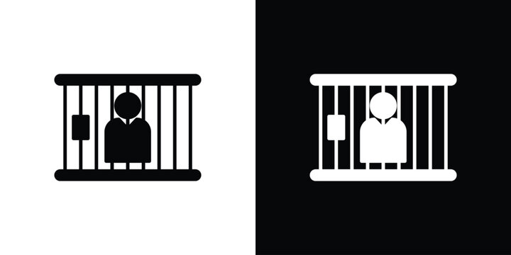 Jail icon vector graphics. Flat solid black vector set