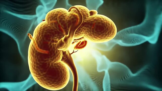 Detailed Digital Rendering of Human Brain with Anatomical Precision on a Blue Background Perfect for Medical Education and Neurology Visualization