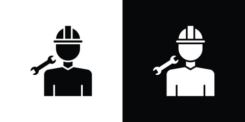 Engineer icon vector graphics. Flat solid black vector set
