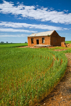House ruins in a field
