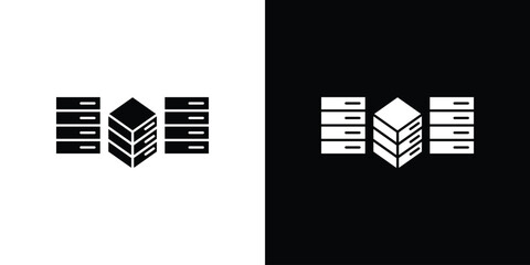Naklejka premium Data center icon vector graphics. Flat solid black vector set