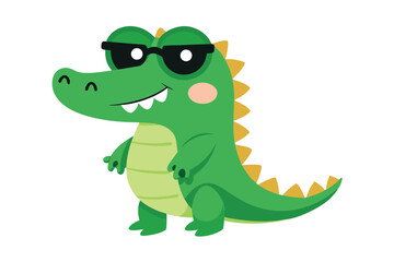 Cartoon crocodile with a smile sticker isolated on white background