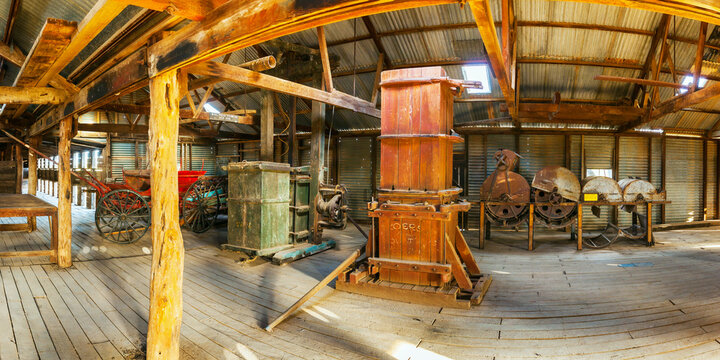 An empty shearing shed