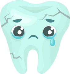Crying Cracked Tooth Mascot