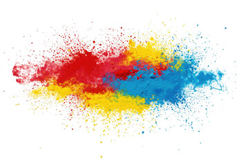 Colorful powder explosion isolated on transparent background creates a vibrant effect