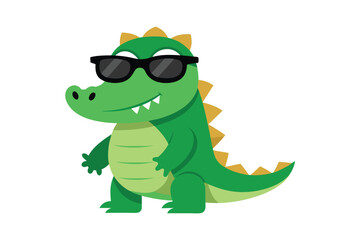 Cartoon crocodile with a smile sticker isolated on white background