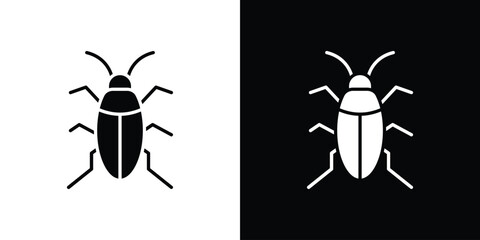 Cockroach icon vector graphics. Flat solid black vector set