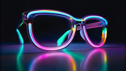 Futuristic Neon Sunglasses with Vibrant Multicolor Iridescent Glow Effect