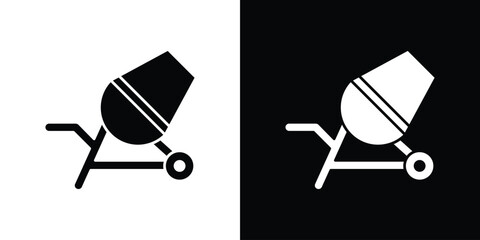 Cement mixer icon vector graphics. Flat solid black vector set