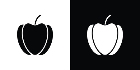 Capsicum icon vector graphics. Flat solid black vector set