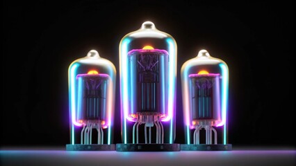 Futuristic Neon Vacuum Tubes with Vibrant Multicolor Glowing Light Display