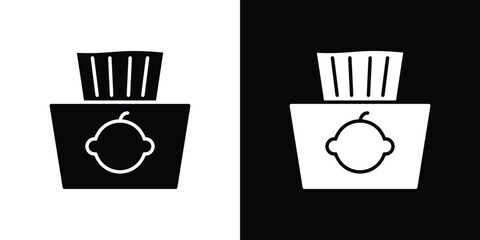baby wipe icon vector graphics. Flat solid black vector set