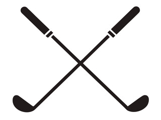 two crosse golf stick black silhouette vector,golf stick icon set