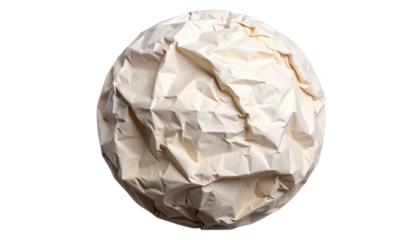 3d creased crumpled round paper ball cinematic old vinatge style paper grunge texture isolated on transparent background vibrant and real texture
png editing element