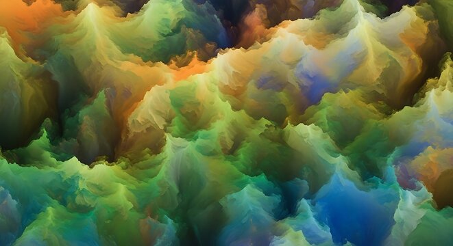 Multidimensional chromatic cloudscape with textured and painted effect