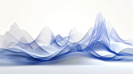 Abstract Blue Wave Formations on White. This image features abstract, blue, waves, lines, and more, offering a clear depiction of