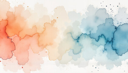 Watercolor abstract background with orange and blue hues  
