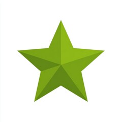 Obraz premium Green Five Pointed Low Poly Star on White Background