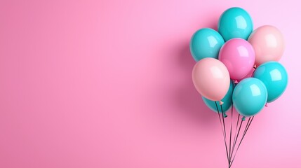 Colorful Balloons with Pink Background for Celebrations and Events