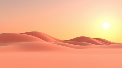 Serene Desert Landscape at Sunset with Soft Sand Dunes and Warm Colors