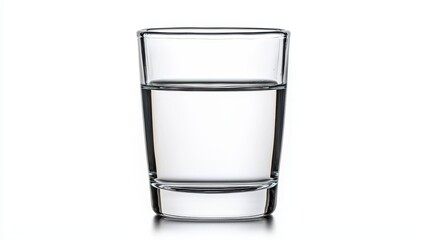 Clear Glass with Water on White Background for Refreshing Beverage Concept
