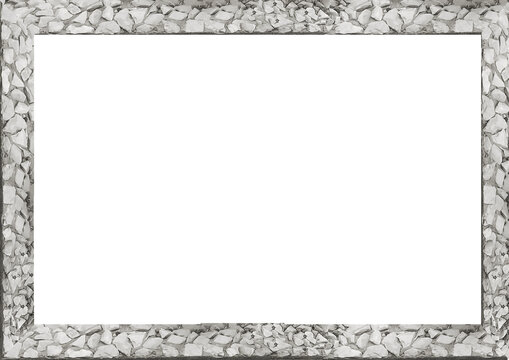 Blank frame with stone pieces patterned borders