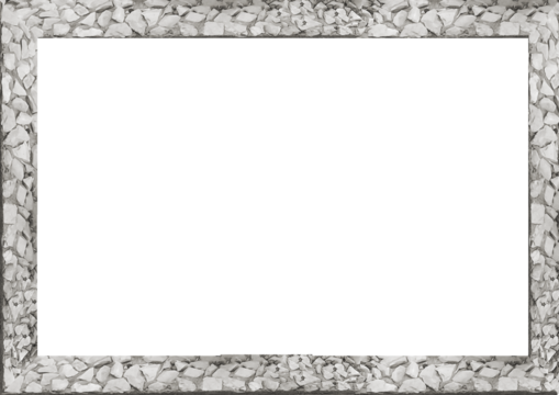 Blank frame with stone pieces patterned borders