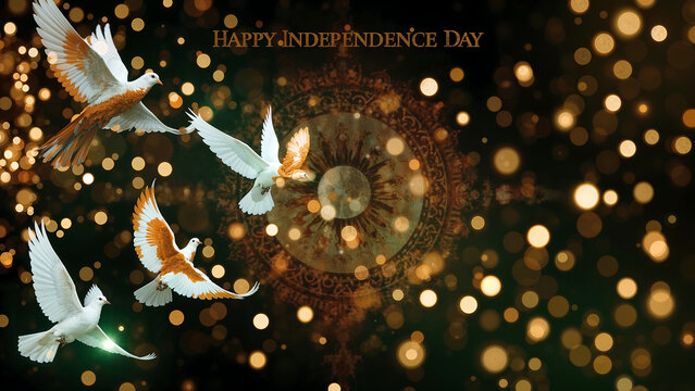 Digital art backgrounds for Indian Independence Day with tri-colour theme, bokeh effect, no humans, and bold "Happy Independence Day" text, ideal for banners and greetings.
- Powered by Adobe