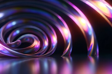 Futuristic Neon Spiral with Vibrant Purple and Pink Multicolor Glow Effect